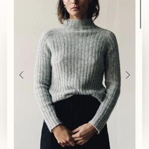 Gray Ribbed Turtleneck Sweater